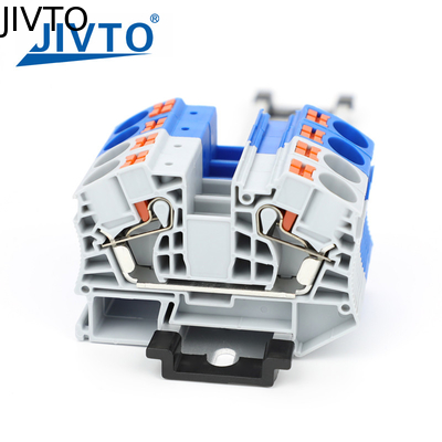 PT16 Din Rail Push-In Terminal Block، 16mm2 کابل تغذیه الکتریکی از طریق پلاگین بدون پیچ ترمینال استریپ سیم اتصال